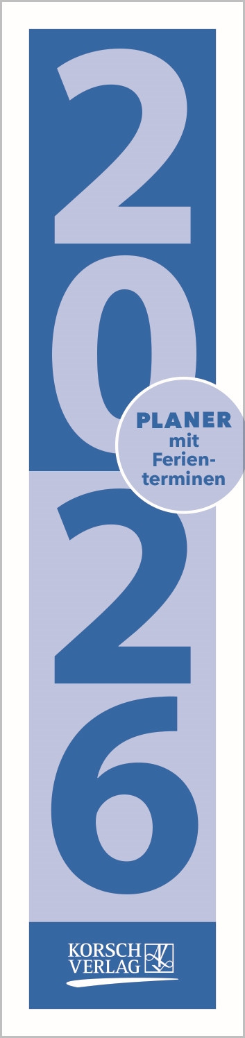 VE 25 Stück Streifenplaner Compact Blau mit individuellem Firmeneindruck 2026