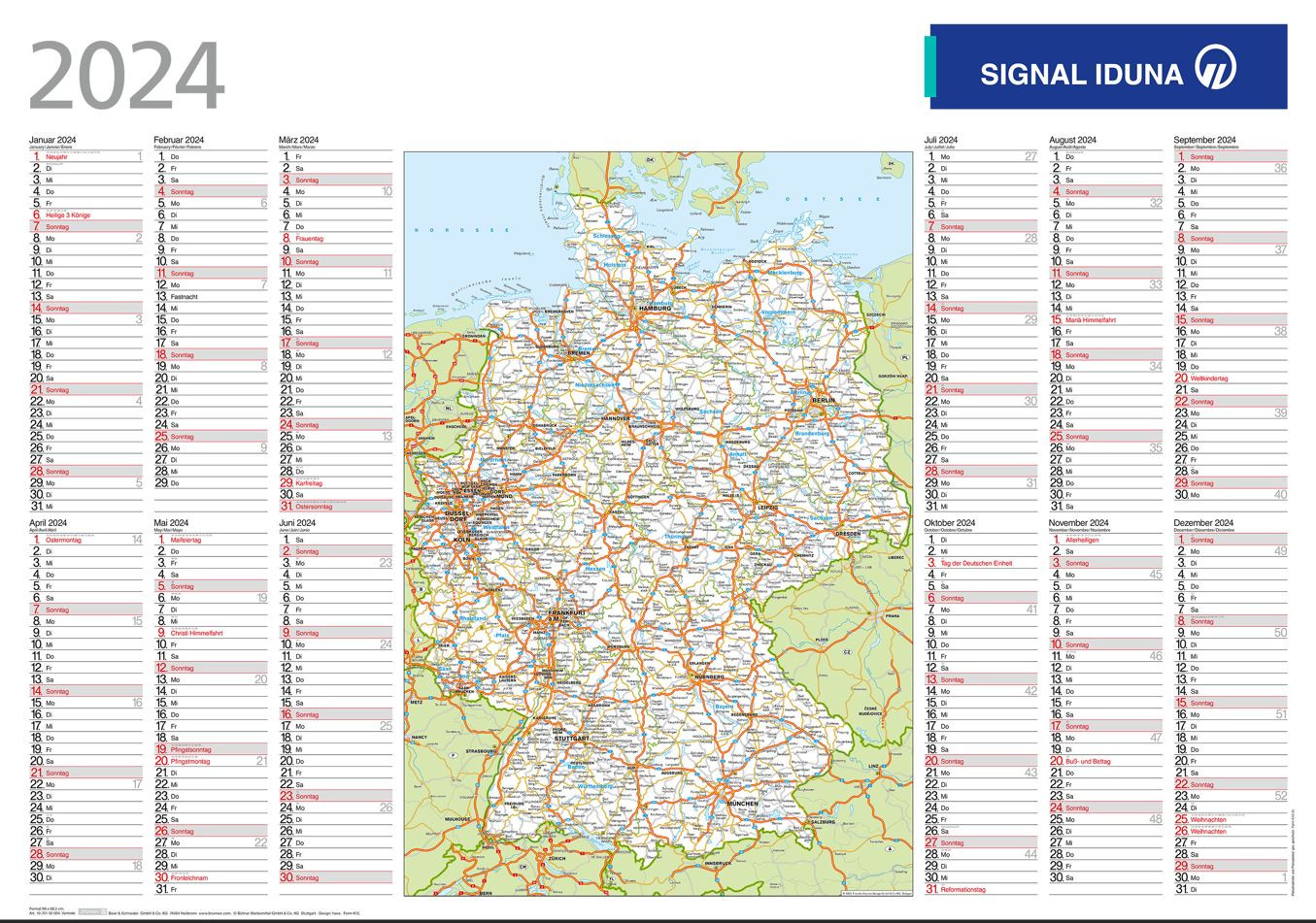 VE 5 Stück   Wandplaner mit Deutschland Straßenkarte abwischbar 
