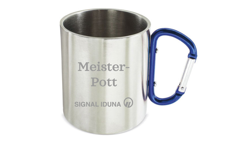 Edelstahltasse mit Karabinergriff